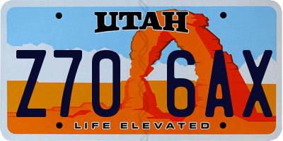 UT license plate Z706AX