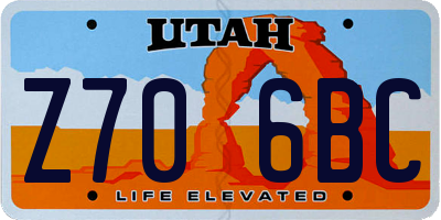 UT license plate Z706BC