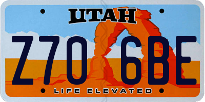 UT license plate Z706BE