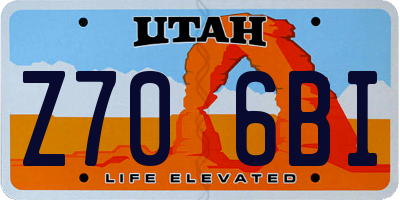UT license plate Z706BI
