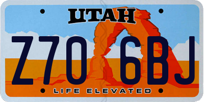 UT license plate Z706BJ