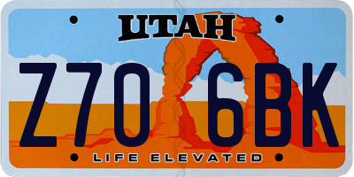 UT license plate Z706BK