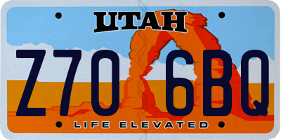 UT license plate Z706BQ