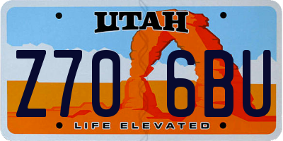 UT license plate Z706BU