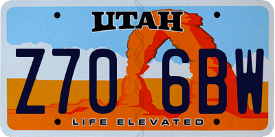 UT license plate Z706BW