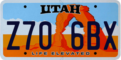 UT license plate Z706BX