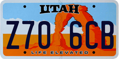 UT license plate Z706CB
