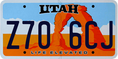 UT license plate Z706CJ