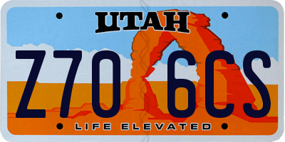 UT license plate Z706CS
