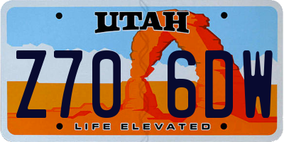 UT license plate Z706DW