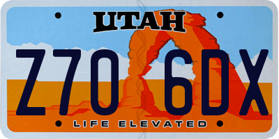 UT license plate Z706DX
