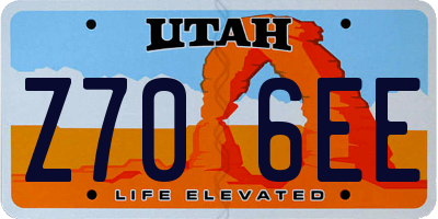 UT license plate Z706EE