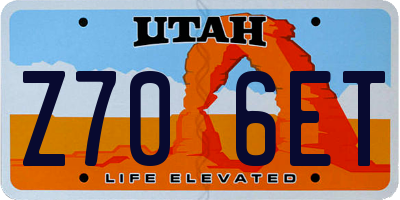 UT license plate Z706ET
