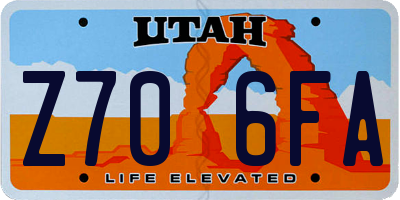 UT license plate Z706FA