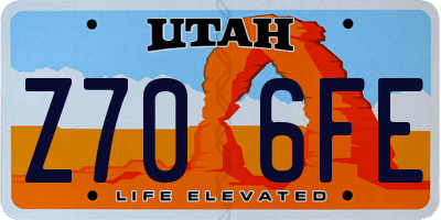 UT license plate Z706FE