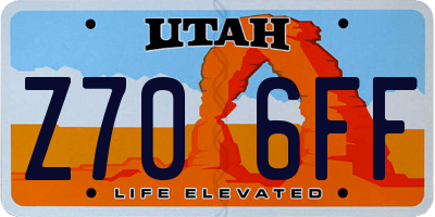 UT license plate Z706FF