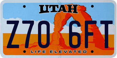 UT license plate Z706FT