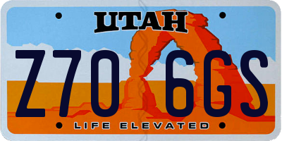 UT license plate Z706GS