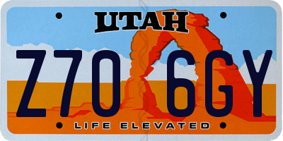 UT license plate Z706GY