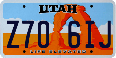 UT license plate Z706IJ