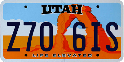 UT license plate Z706IS