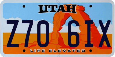 UT license plate Z706IX
