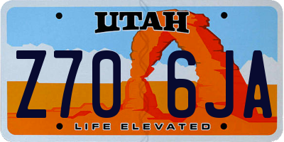 UT license plate Z706JA