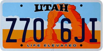 UT license plate Z706JI