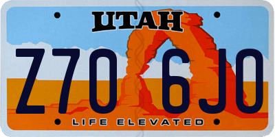 UT license plate Z706JO