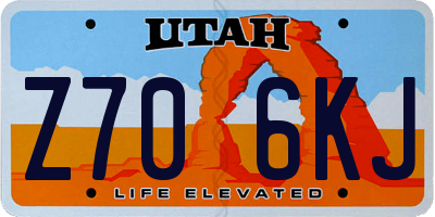 UT license plate Z706KJ