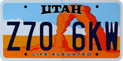 UT license plate Z706KW