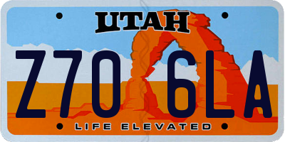 UT license plate Z706LA