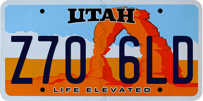 UT license plate Z706LD