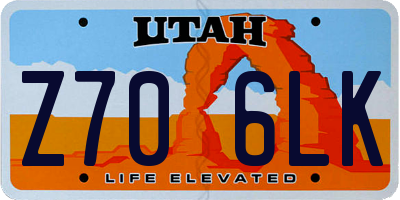 UT license plate Z706LK