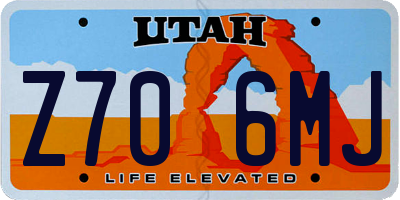 UT license plate Z706MJ