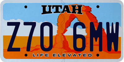 UT license plate Z706MW