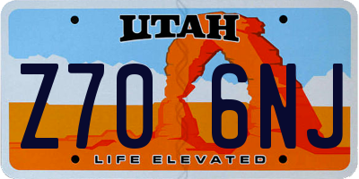 UT license plate Z706NJ