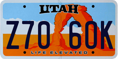 UT license plate Z706OK