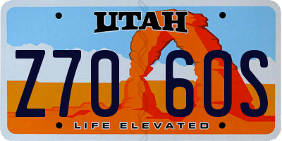 UT license plate Z706OS