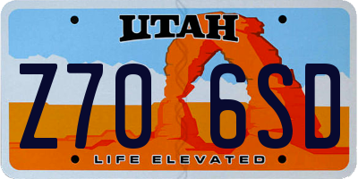UT license plate Z706SD