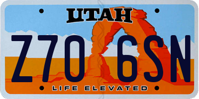 UT license plate Z706SN