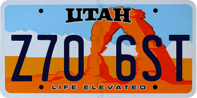 UT license plate Z706ST