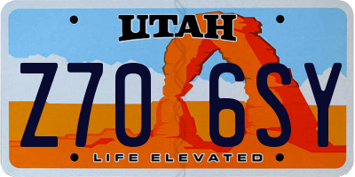 UT license plate Z706SY