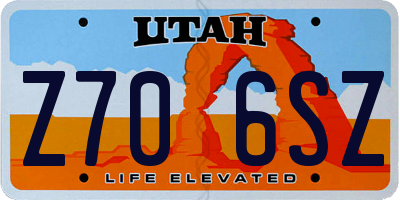 UT license plate Z706SZ