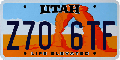 UT license plate Z706TF