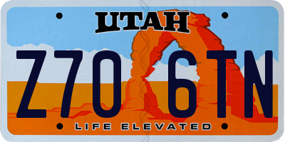 UT license plate Z706TN