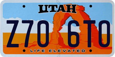 UT license plate Z706TO