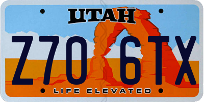 UT license plate Z706TX