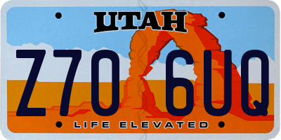 UT license plate Z706UQ