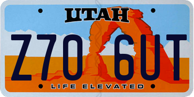 UT license plate Z706UT